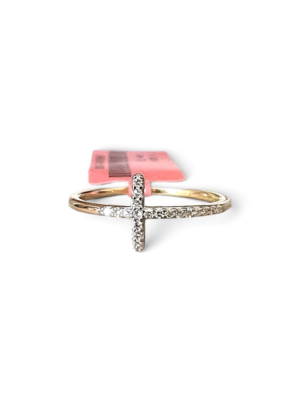 Gold Over Sterling Silver Lab Grown Diamond Cross Ring Size 7